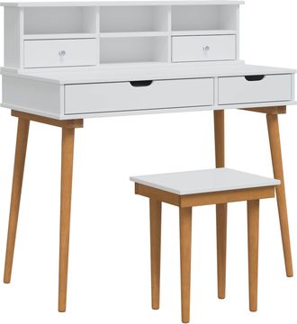 vidaXL Conjunto De Mesa De Tocador Fauske 3 Uds. Blanco Vidaxl