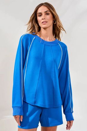 Tribal Techno Lux Crew Dolman Top In Turkish Sea