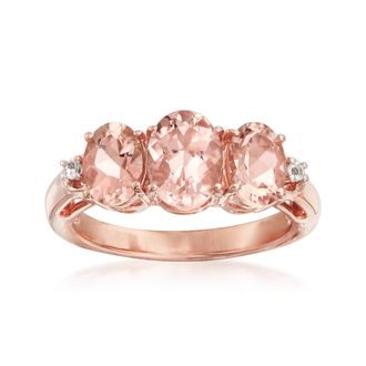 Ross-Simons Morganite Ring With White Topaz in 18kt Rose Gold Over Sterling