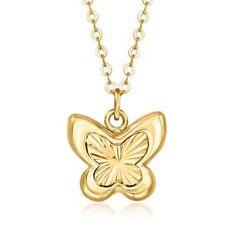 Ross-Simons Italian 10kt Yellow Gold Puffed Butterfly Necklace