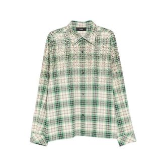 Amiri Camicia Western Oversize in Flanella con Cristalli - - Shirts - Uomo - Verde - L