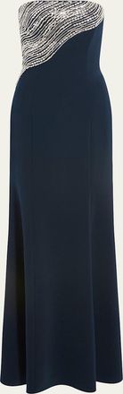 Jenny Packham Soyala Wave Beaded Strapless Gown