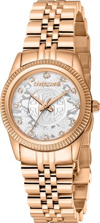 Roberto Cavalli Womens Mini Silver Dial Rose Gold Quartz Watch