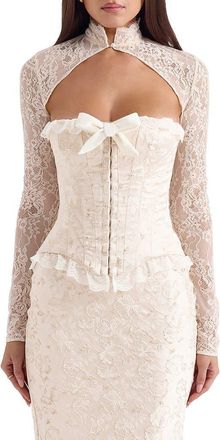 House of CB Perdita Corset Top & Bolero Set in Ivory at Nordstrom, Size X-Small