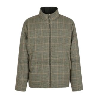 Thom Browne Winter Jackets, male, Green, Size: L 4-Bar Reversible Funnel Neck Zip Up Jacket