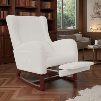 OEM Sill&oacute;n Mecedora - Terciopelo Teddy Blanco - Ergon&oacute;mico - 4 Posiciones - Dise&ntilde;o Chic