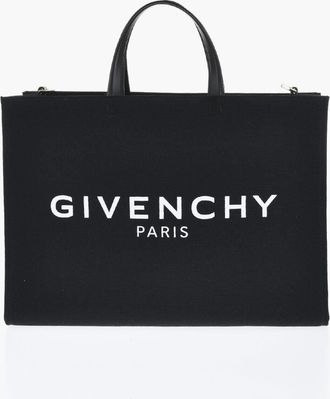 Givenchy Borsa Tote in Cotone e Lino con Logo a Contrasto Givenchy