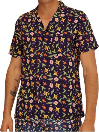 Arrels Barcelona Button Down Shirt In Navy Gardens