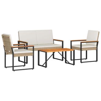 vidaXL Juego De Muebles De Exterior 4 Pcs Beige Y Blanco Crema Vidaxl