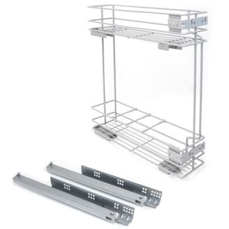 Emuca Emuca - Botellero Lateral Extra&iacute;ble Supra Con Cierre Suave, M&oacute;dulo 150mm, Acero, Pintado Aluminio