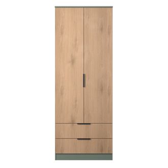 Welcome Furniture Alaska Ready Assembled 2 Door 2 Drawer Wardrobe in Slat Effect & Reed Green - Welcome Furniture | TJ Hughes