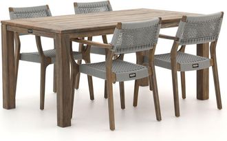 Rough Country Rustic Furniture ROUGH-L Rope/ROUGH-S 160cm dining tuinset 5-delig stapelbaar