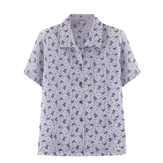 Generic Womens Short Sleeve Elderly Summer Clothes Lightweight Thin Chiffon Blouse Dress Shirt Suitable for 70s 80s Grandma Casual Breathable Summer Tops Comf