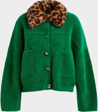 Essentiel Intention Jacket with Removable Leopard Faux Fur Collar