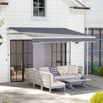 OUTSUNNY Garden Sun Shade Canopy Retractable Awning, 2.5 x 2m in Dark Grey