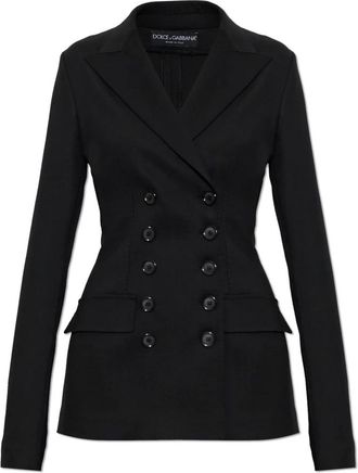 Dolce & Gabbana Jassen, Dames, Zwart, L, Wol, Wool Blazer