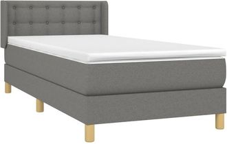 vidaXL Cama Box Spring Con Colch&oacute;n Tela Gris Oscuro 80x200 Cm Vidaxl