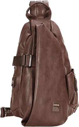 Generic Men s Chest Crossbody Bag Leather Sling with USB Charging Port Multi-pocket Waterproof Hiking Travel Daypack