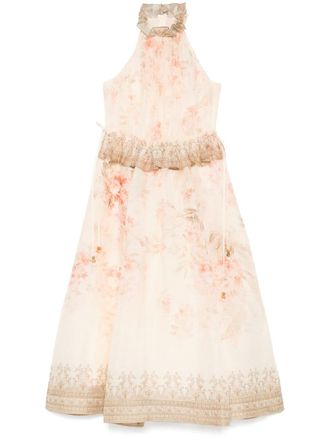 Zimmermann Illuminate Halter midi dress - women - Linen/Flax/Cotton/Silk - 2 - Pink