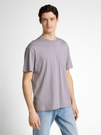Tom Tailor Denim T-Shirt TOM TAILOR DENIM, Herren, Gr. XXL, soft lila grau, Single Jersey, Obermaterial: 100% Baumwolle, unifarben, regular fit normal, Rundhals, Shirt