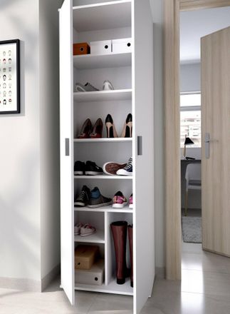 Dmora Armario Multiusos Suretta, Unidad De Almacenamiento Multifunci&oacute;n, Armario Con 2 Puertas, 61x35h190 Cm, Blanco - Dmora