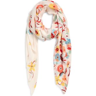 Echo Falling Flowers Wrap in White Multi at Nordstrom