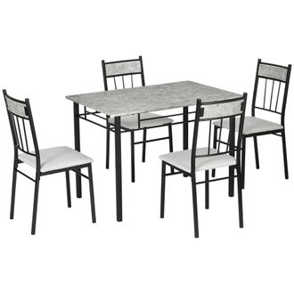 HOMCOM 5 Pieces Dining Room Sets - Kitchen Table And Chairs Set 4 With Marble Top | TJ Hughes