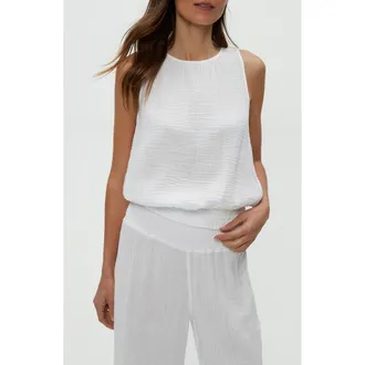 Michael Stars Janelle Tie Neck Tank in White at Nordstrom, Size X-Small