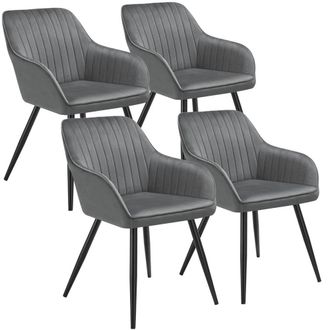 TecTake Dining Chair Marilyn Set Of 4 - Grey/Black in Grey | Size: 4 Pack