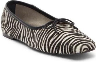 Freda Salvador Jada Woven Square Toe Ballet Flat in Zebra Haircalf at Nordstrom, Size 10.5