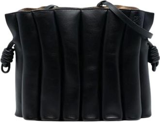 Loewe Pre-owned Bucket Bags, female, Black, Size: ONE SIZE Pre-owned Pleated Crossbody Bag