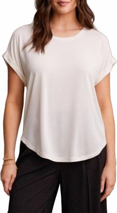 Tribal Crewneck Liner Top With Cuff In Cream