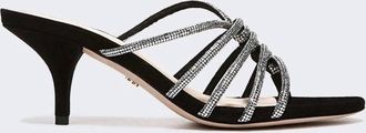 Veronica Beard Womens Gaffney Crystal Suede Sandal In Black