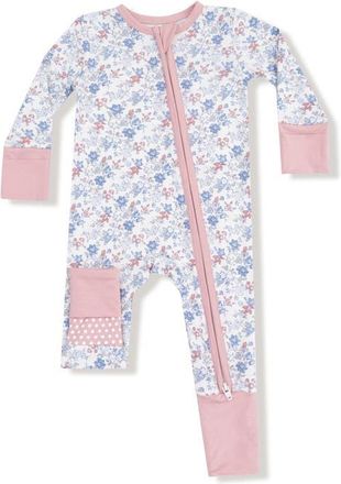 Angel Dear Country Girl Floral Convertible Zip Romper in Ivory/Mellow Rose at Nordstrom, Size 18-24M