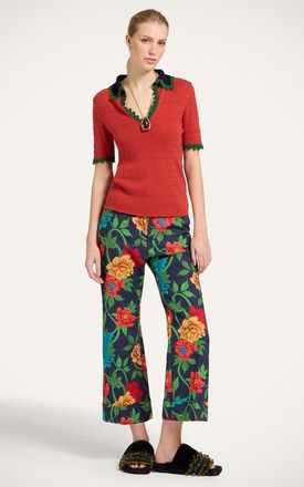 La DoubleJ Picket Polo Top in Solid Terra at Nordstrom, Size Xx-Small