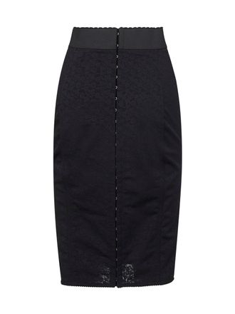 Dolce & Gabbana Womens Black Lace And Marquisette Midi Skirt Polyamide