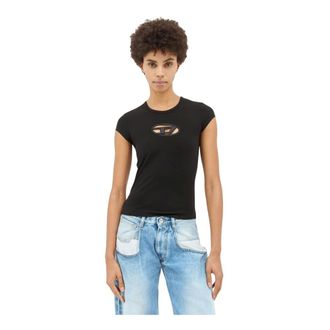 Diesel Tops, Dames, Zwart, L, Katoen, T-Angie T-Shirt