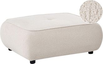 Beliani Ottoman Off-White Boucle Square Footstool Quality Upholstery Padded Decorative Mid-Century Modern Style Living Room SALLA