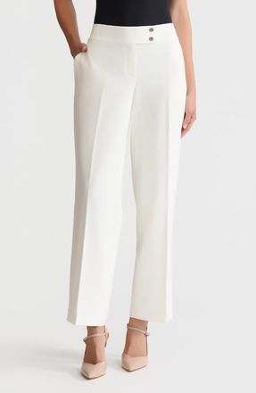 Kasper Flat Front Wide Leg Pants in Vanilla Ice at Nordstrom, Size 12P