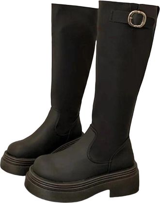 Generic Womens Pointed Toe Knee High Boots Elegant Party Long Heel Shoes