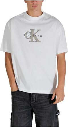 Calvin Klein Jeans Tops, Heren, Wit, XL, T-Shirts