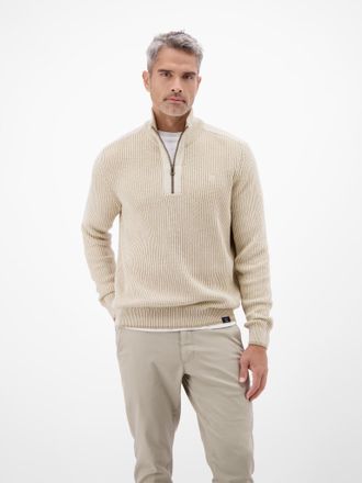 Lerros Troyer LERROS, Herren, Gr. XL, tender beige melange, Strick, Obermaterial: 100% Baumwolle, unifarben, regular fit h&uuml;ftbedeckend, Rundhals, Flachstrick