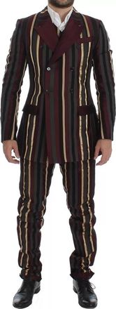 Dolce & Gabbana Multicolor Striped Runway 3 Piece Slim Fit Vest Mens Suit