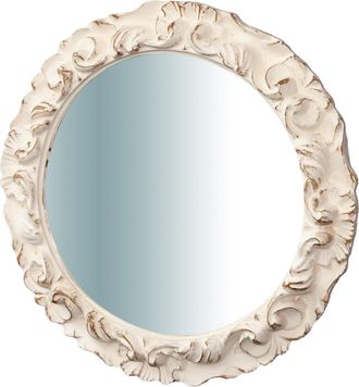 Biscottini International Biscottini - Espejo De Pared De Colgar De Madera Acabado Con Efecto Blanco Envejecido. Talla L40xpr3xh40 Cm Made In Italy