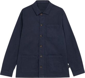 Brooks Brothers Navy Garment Dyed Colored Shirt Jacket - Heren - Zomerjassen - Blauw - M - Katoen - Jassen
