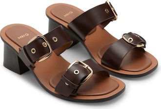 Mango Amy Buckle Strap Slide Sandal in Brown at Nordstrom, Size 40