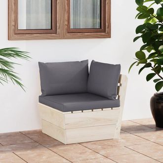 vidaXL Sof&aacute; De Esquina De Palets De Jard&iacute;n Cojines Abeto Impregnado Vidaxl