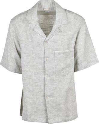 Eleventy Sage Green Linen Viscose Men Shirt