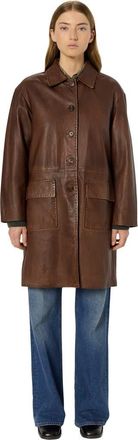Gerard Darel Madyson Long Leather Jacket in Cigar at Nordstrom, Size X-Large