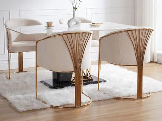 Pascal Morabito Sedia con braccioli in Tessuto bouclé e Metallo Bianco e Dorato - JOSETHE di Pascal MORABITO